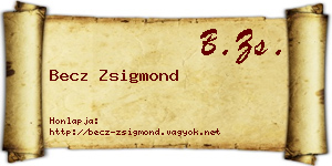 Becz Zsigmond névjegykártya